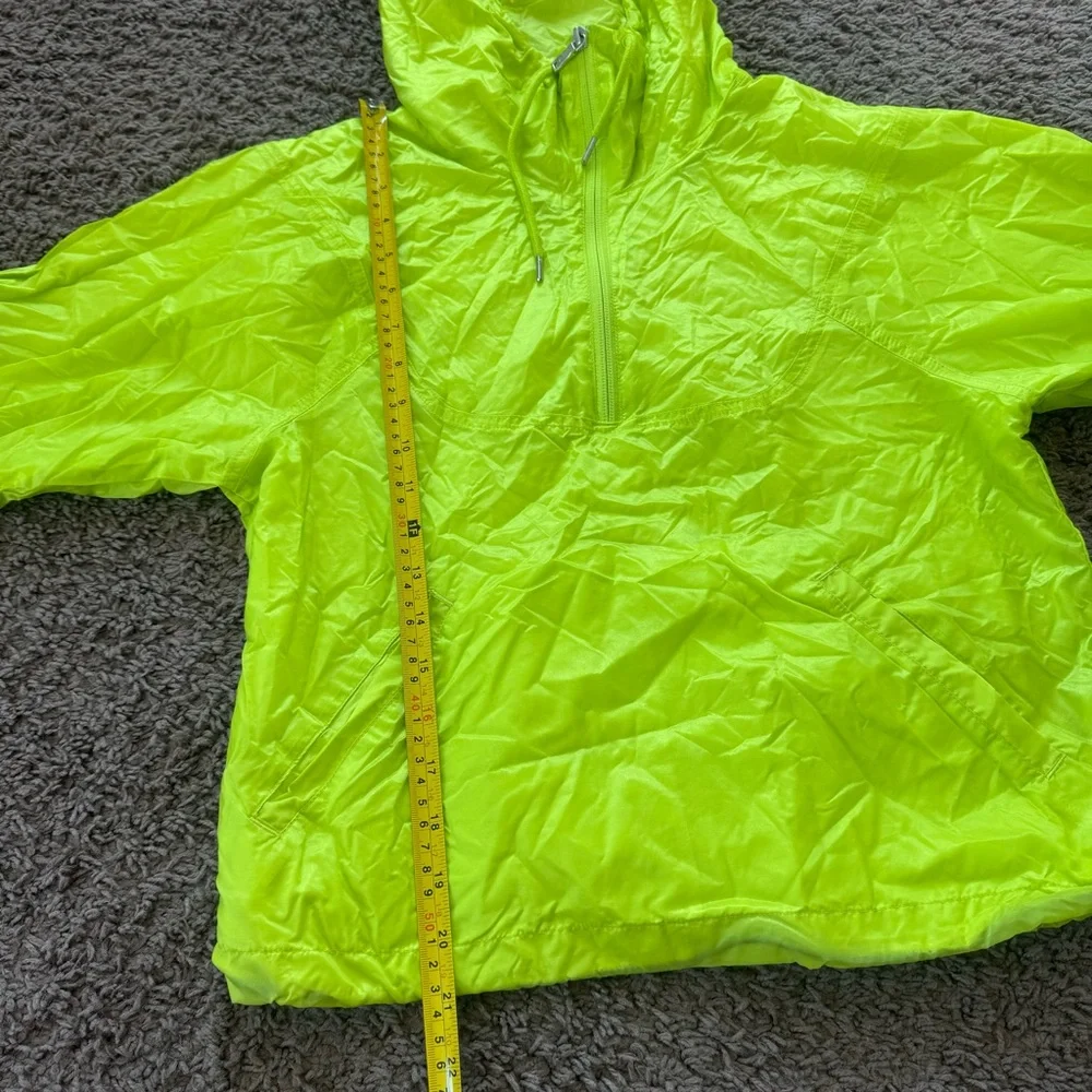 Nike Neon Green Yellow Packable Hooded Windbreaker Crop Jacket Semi Sheer S - Picture 7 of 8
